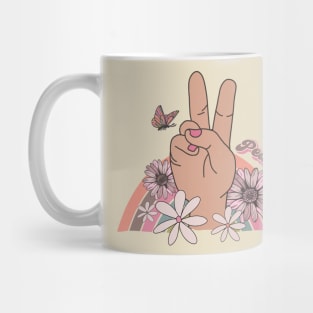 Retro Peace Hand Sign Mug